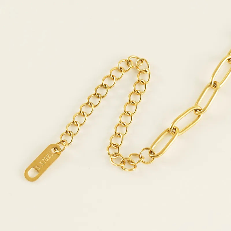 Paper clip Casual Simple Style Solid Color Stainless Steel Plating 18k Gold Plated Women's Anklet
