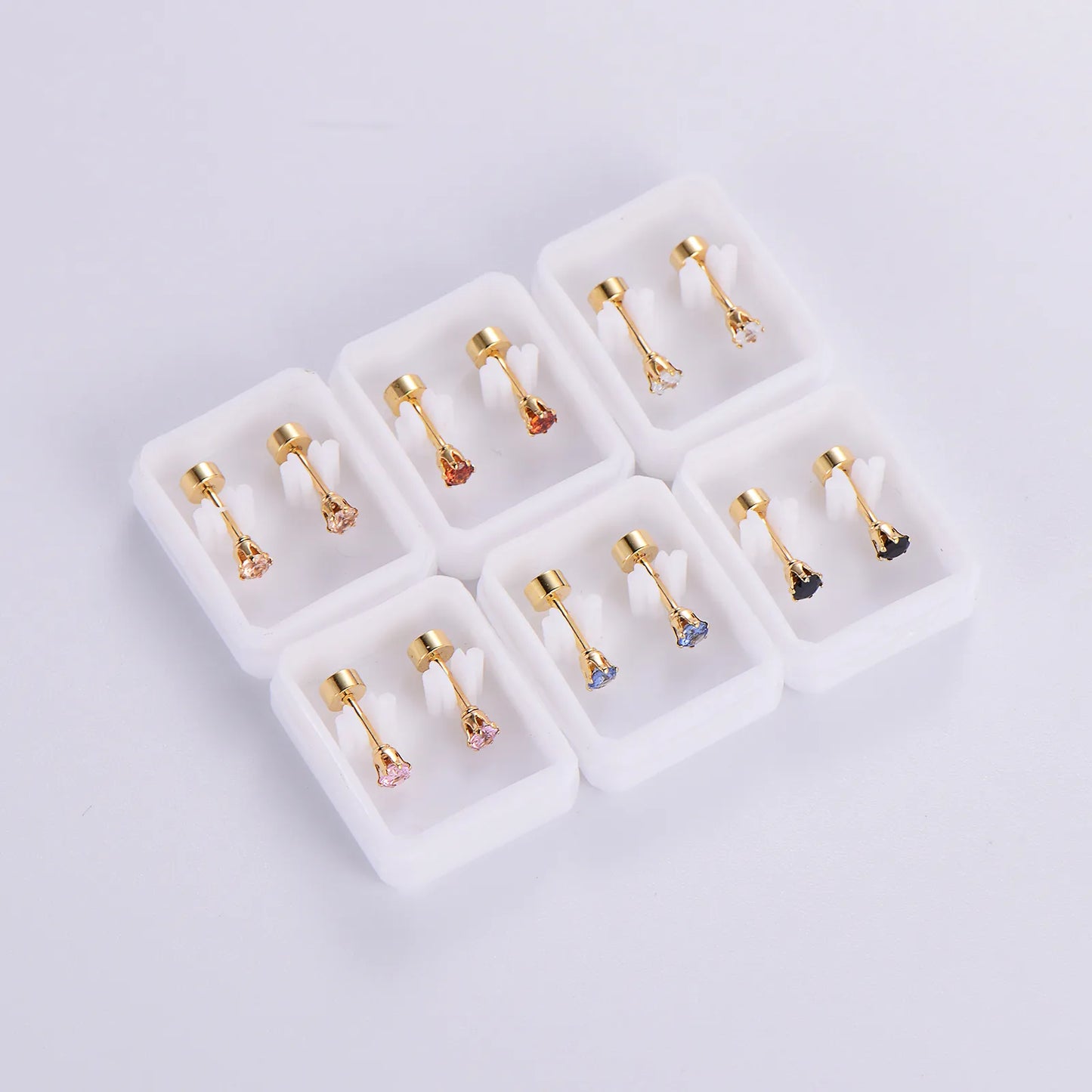 Elegant Simple Style Round Inlay Stainless Steel Zircon 18k Gold Plated Ear Studs