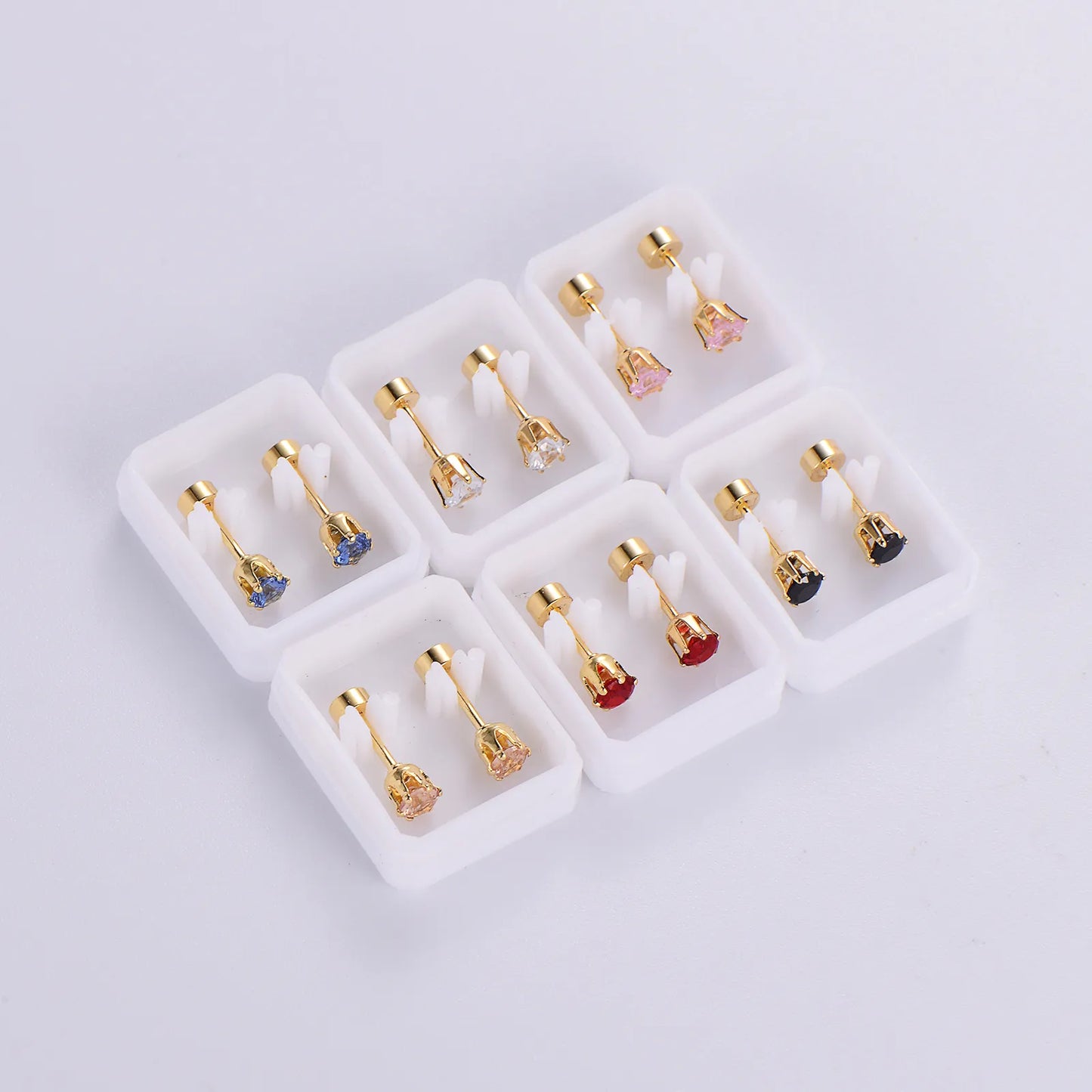 Elegant Simple Style Round Inlay Stainless Steel Zircon 18k Gold Plated Ear Studs