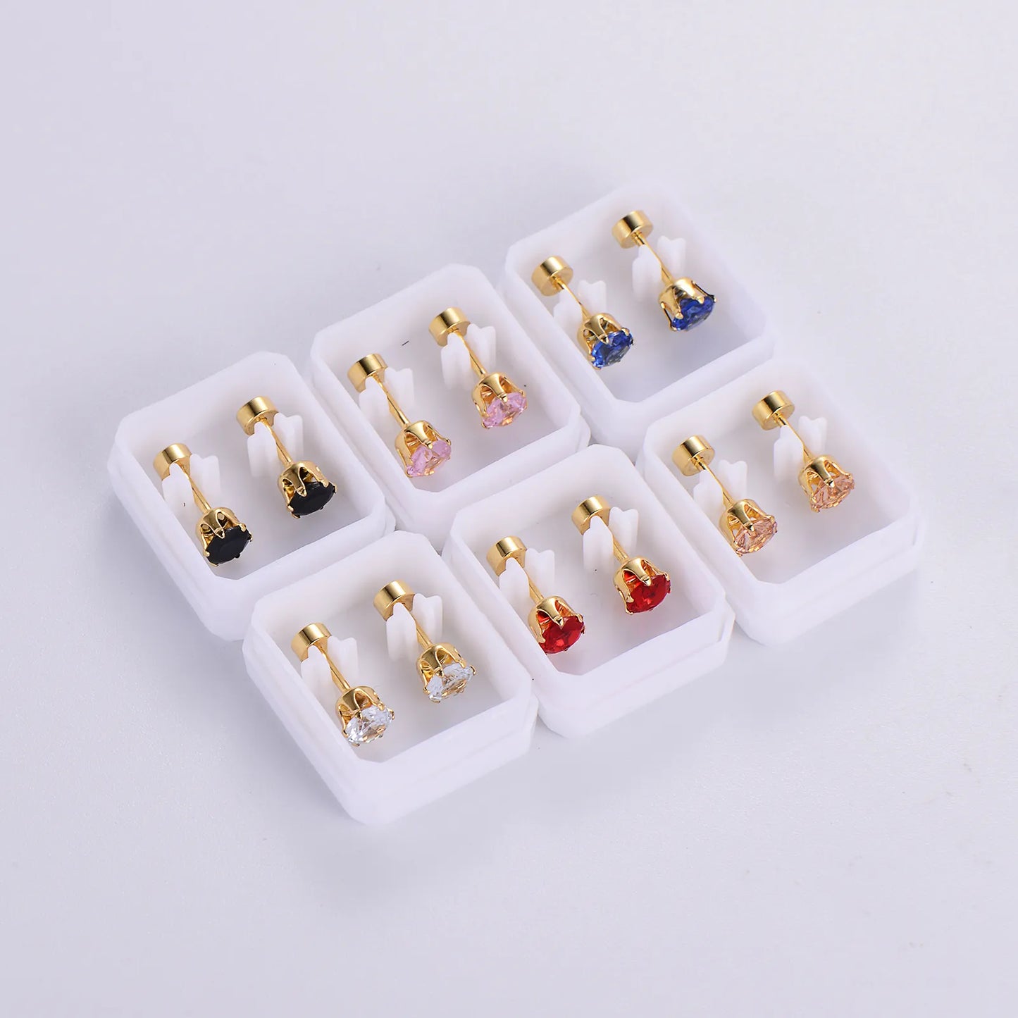 Elegant Simple Style Round Inlay Stainless Steel Zircon 18k Gold Plated Ear Studs