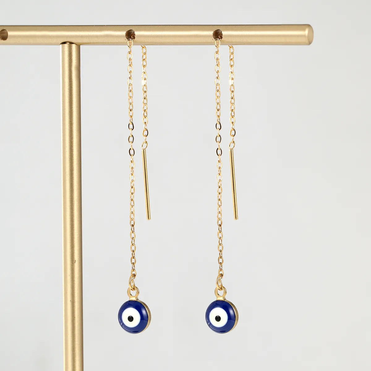 Evil Eye Stainless Steel Plating Ear Line 1 Pair
