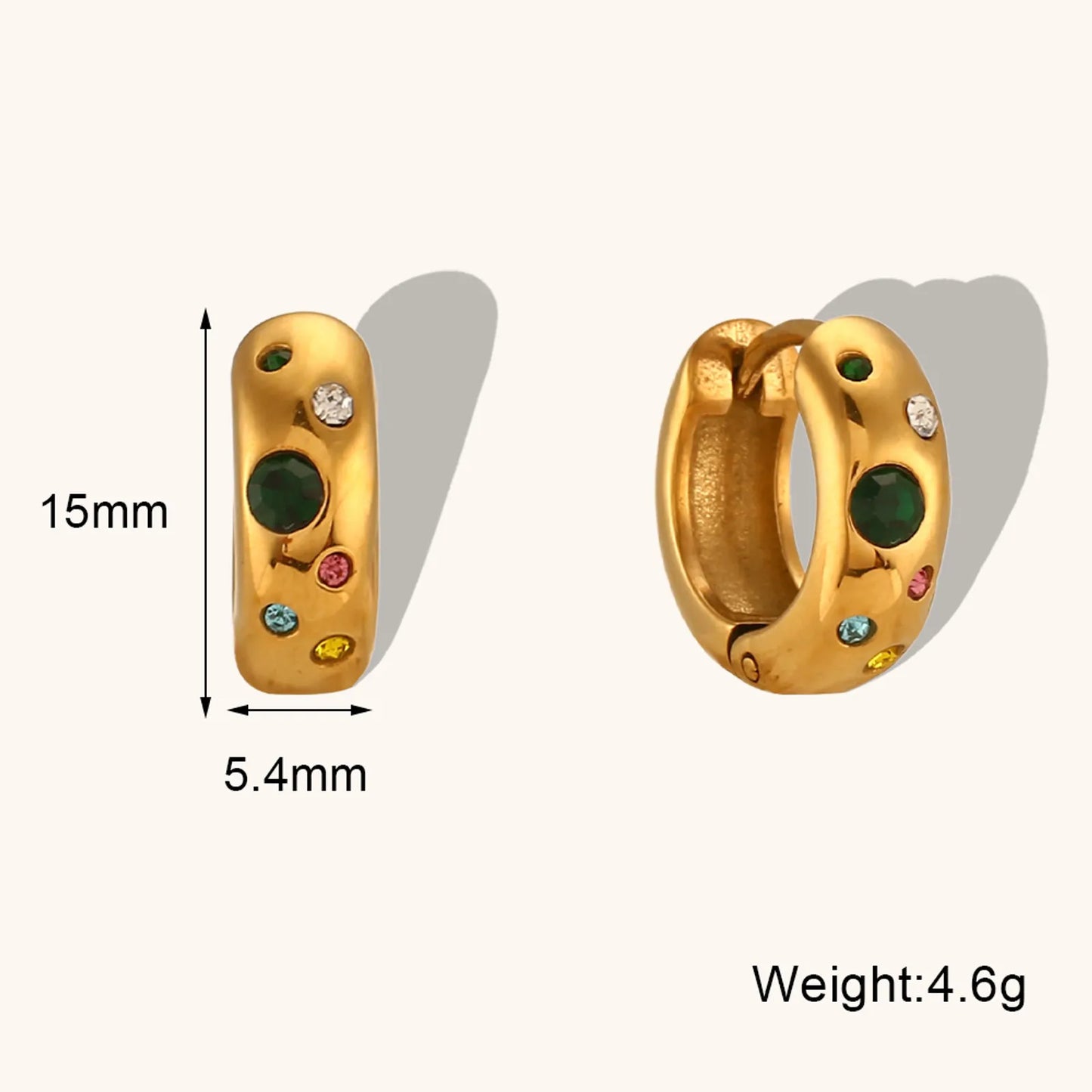 Color Zircon Stainless Steel Earring