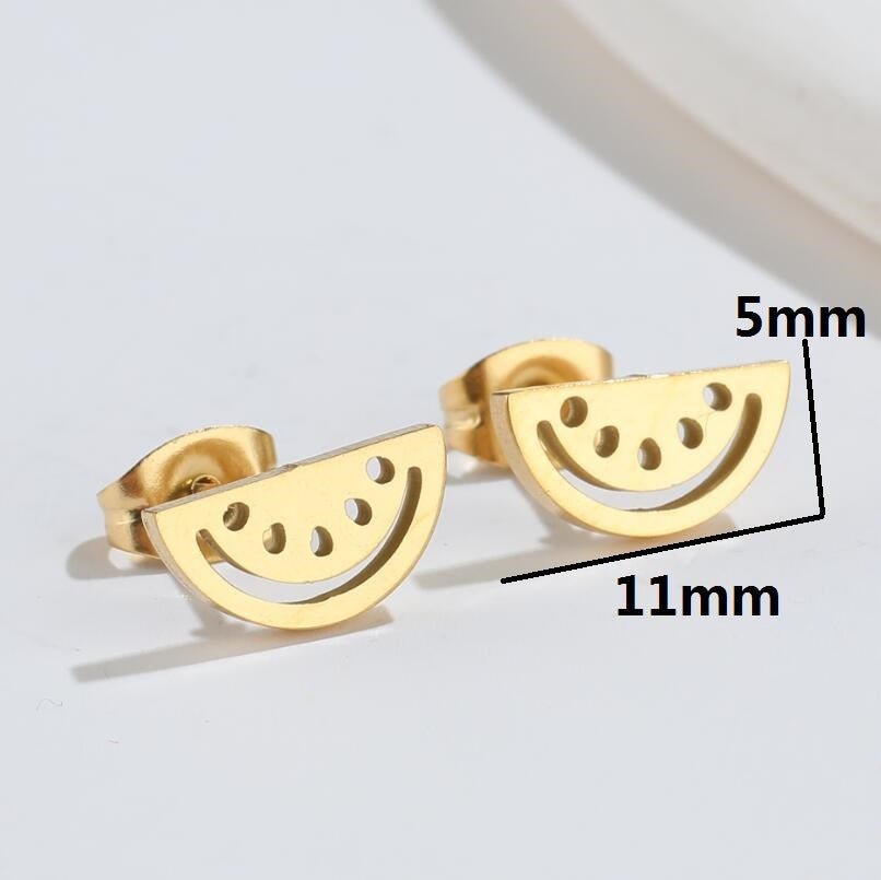 Watermelon Plating 304 Stainless Steel No Inlaid 18K Gold Plated Ear Stud