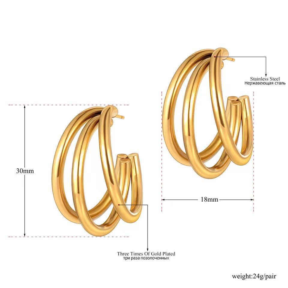 C Shape Stainless Steel Plating Ear Studs 1 Pair