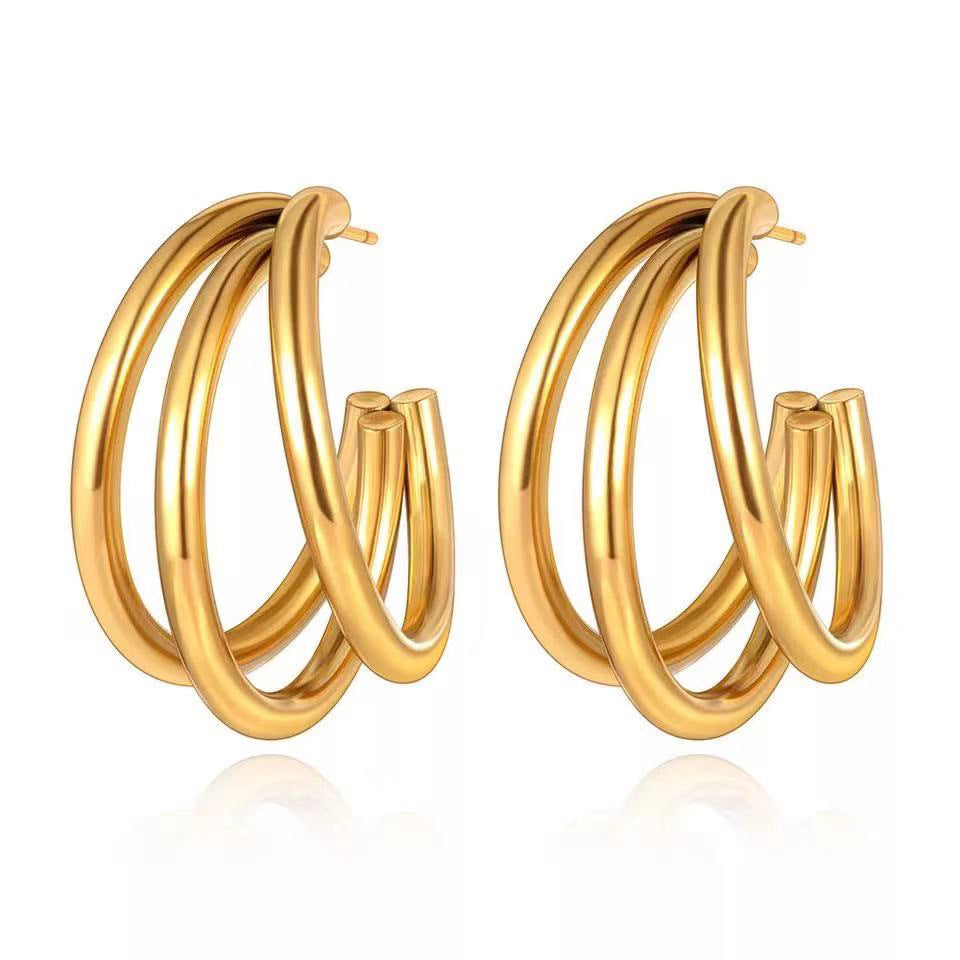 C Shape Stainless Steel Plating Ear Studs 1 Pair