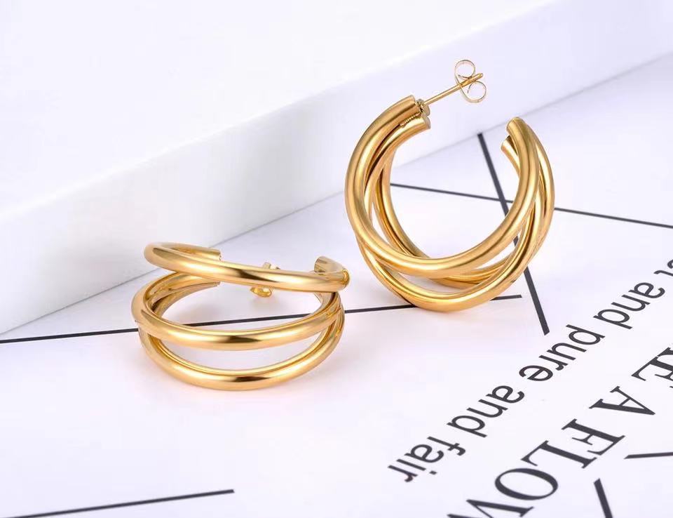 C Shape Stainless Steel Plating Ear Studs 1 Pair