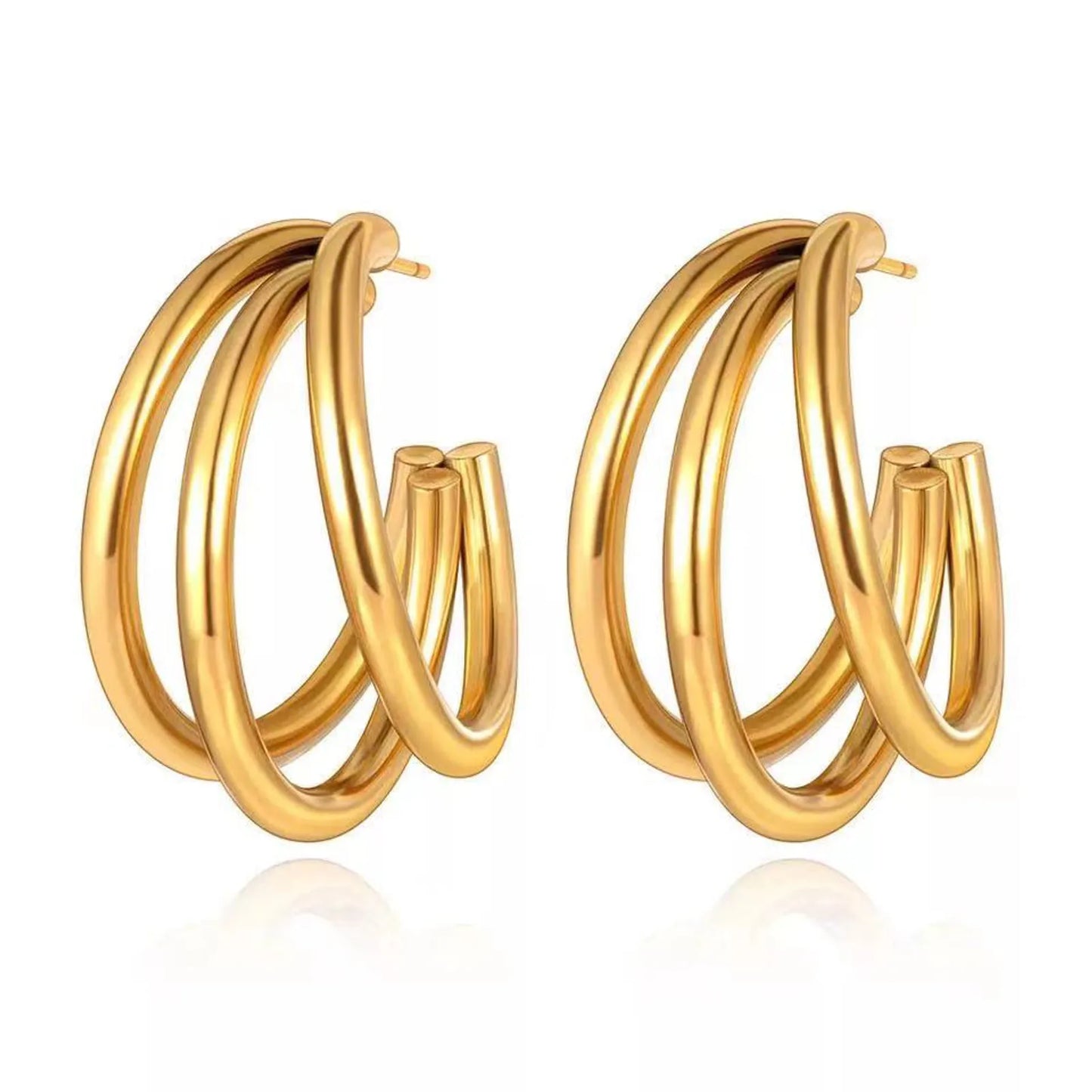 C Shape Stainless Steel Plating Ear Studs 1 Pair