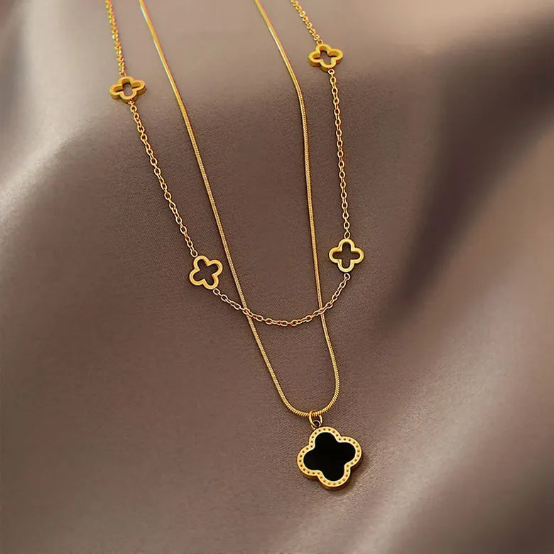 Titanium Steel Clover Plating Pendant Necklace