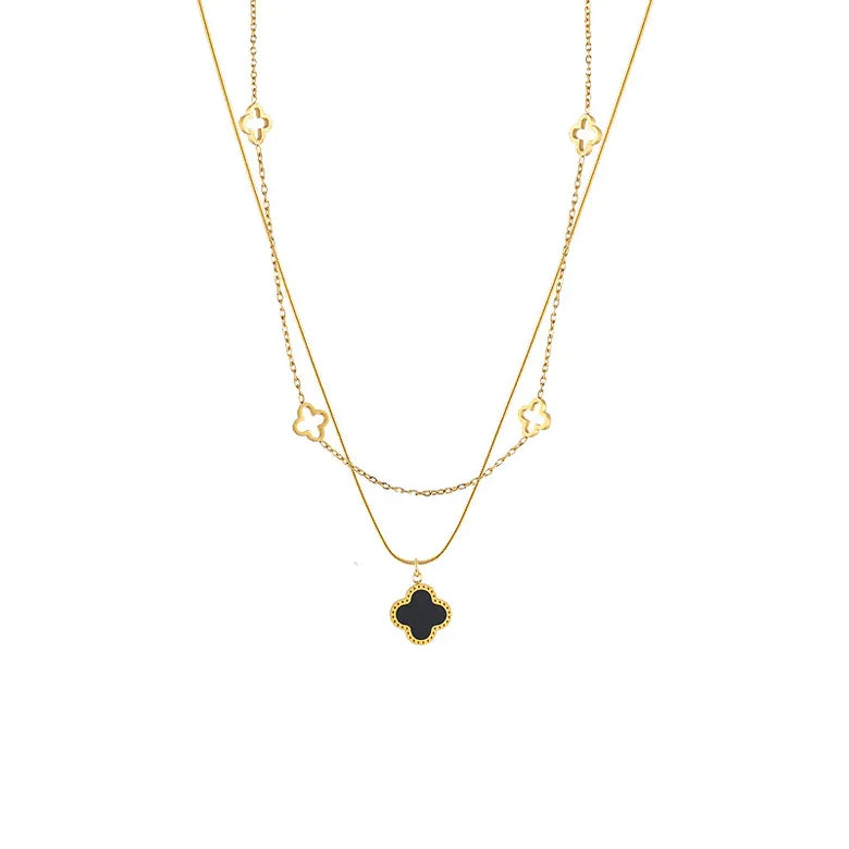 Titanium Steel Clover Plating Pendant Necklace