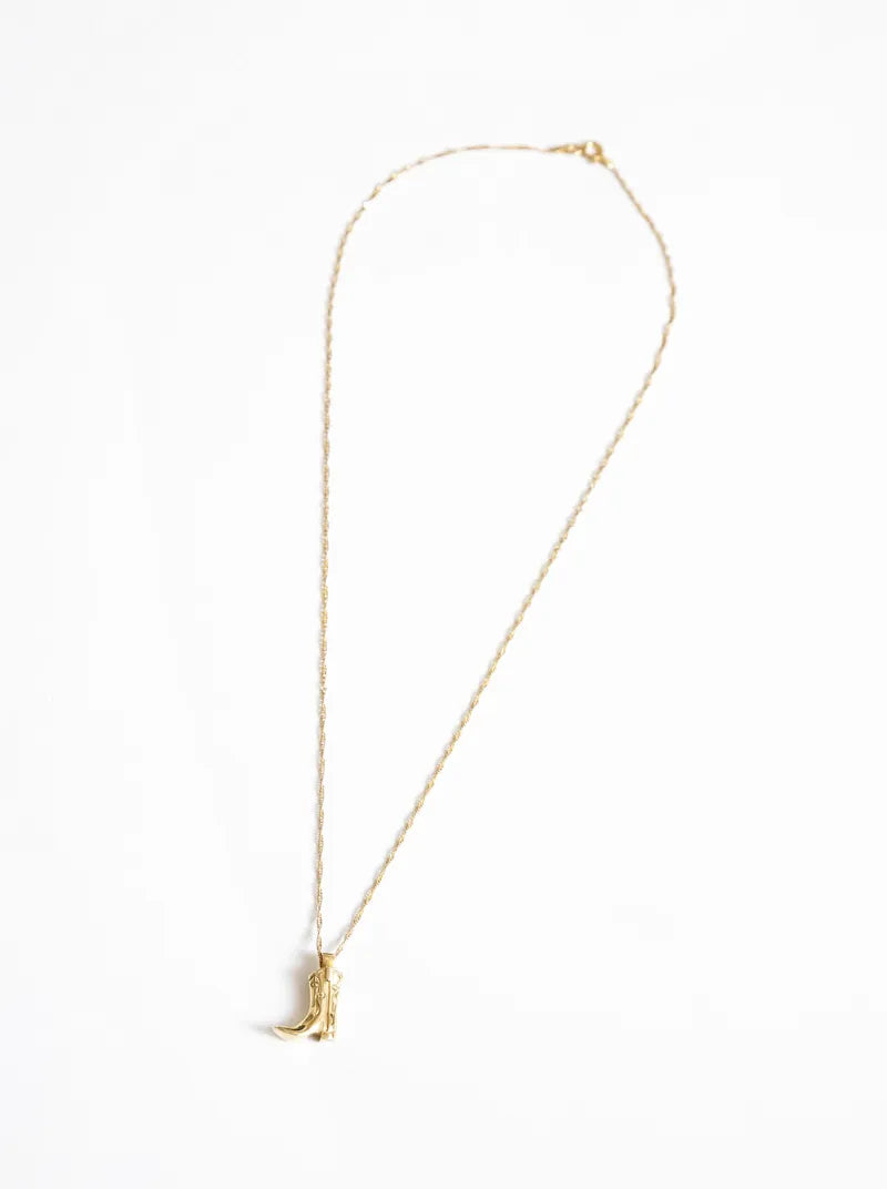 Cowboy Style Boots Stainless Steel Plating 18K Gold Plated Pendant Necklace