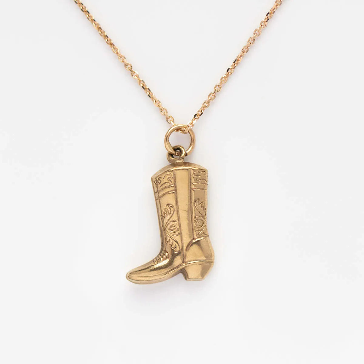 Basic Cowboy Style Boots Stainless Steel Plating 18K Gold Plated Pendant Necklace