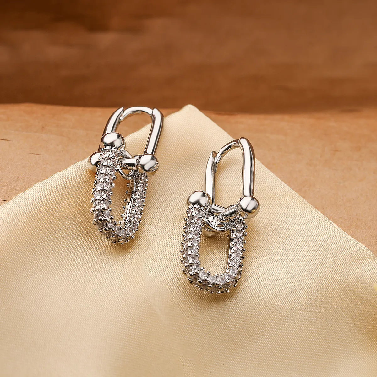 Simple Style Geometric Plating Inlay Copper Zircon 18K Gold Plated Drop Earrings