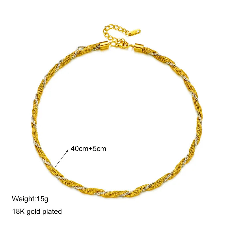 Color Block Titanium Steel Plating Chain 18K Gold Plated Necklace