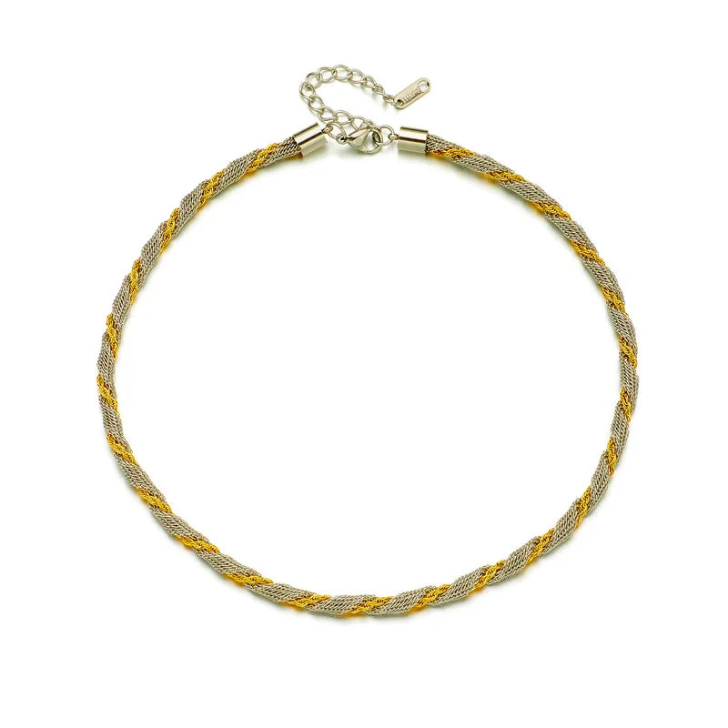 Color Block Titanium Steel Plating Chain 18K Gold Plated Necklace