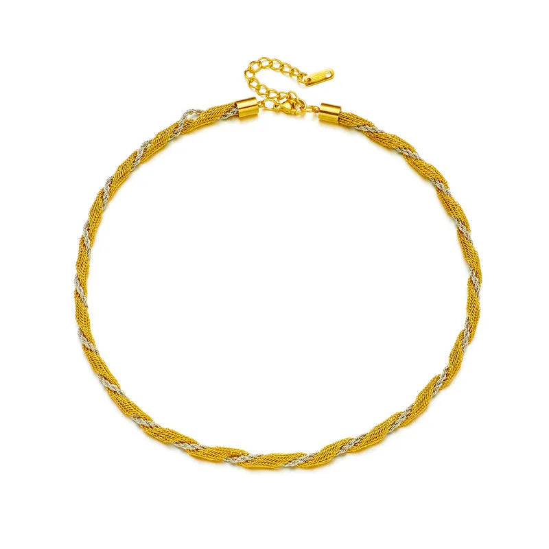 Color Block Titanium Steel Plating Chain 18K Gold Plated Necklace