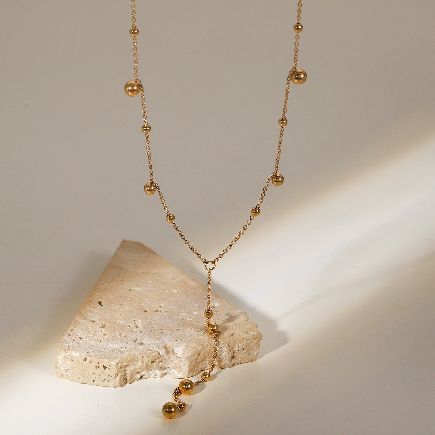 Studded Titanium Steel Plating 18K Gold Plated Pendant Necklace