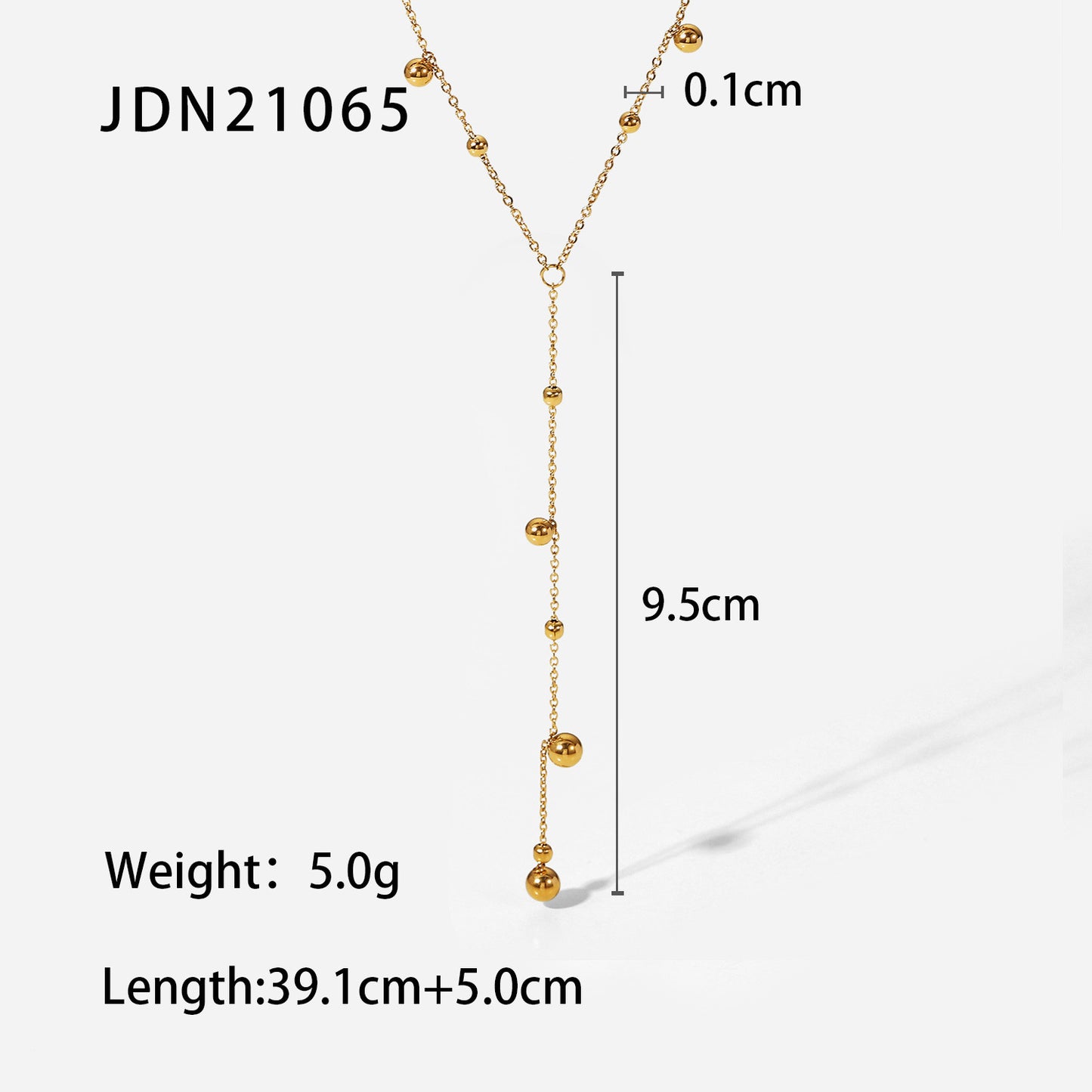Studded Titanium Steel Plating 18K Gold Plated Pendant Necklace