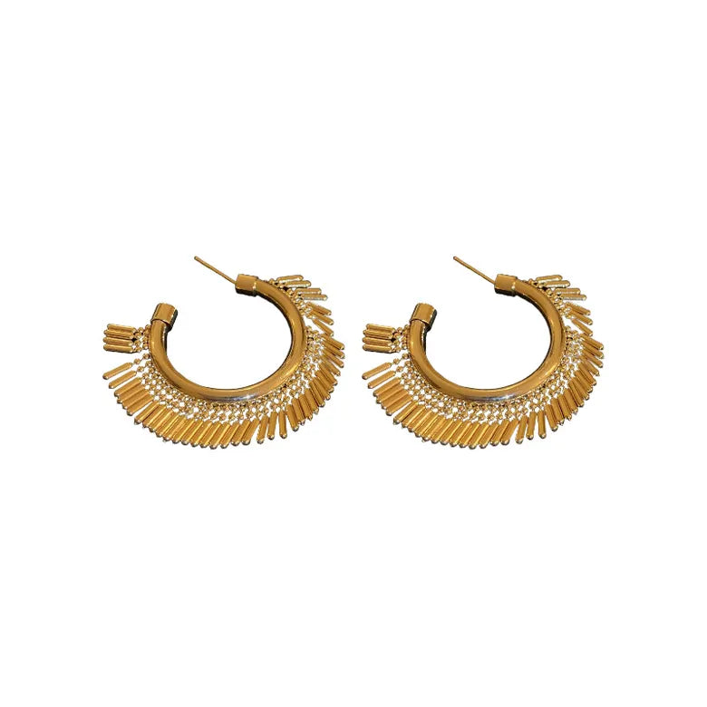 Gold Exaggerated C Shape Plating Copper 18K Gold Plated Ear Studs