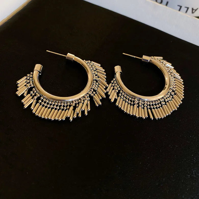 Gold Exaggerated C Shape Plating Copper 18K Gold Plated Ear Studs