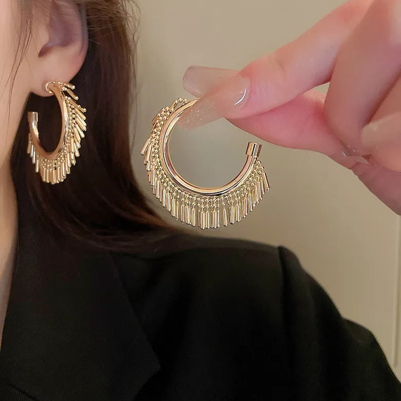 Gold Exaggerated C Shape Plating Copper 18K Gold Plated Ear Studs