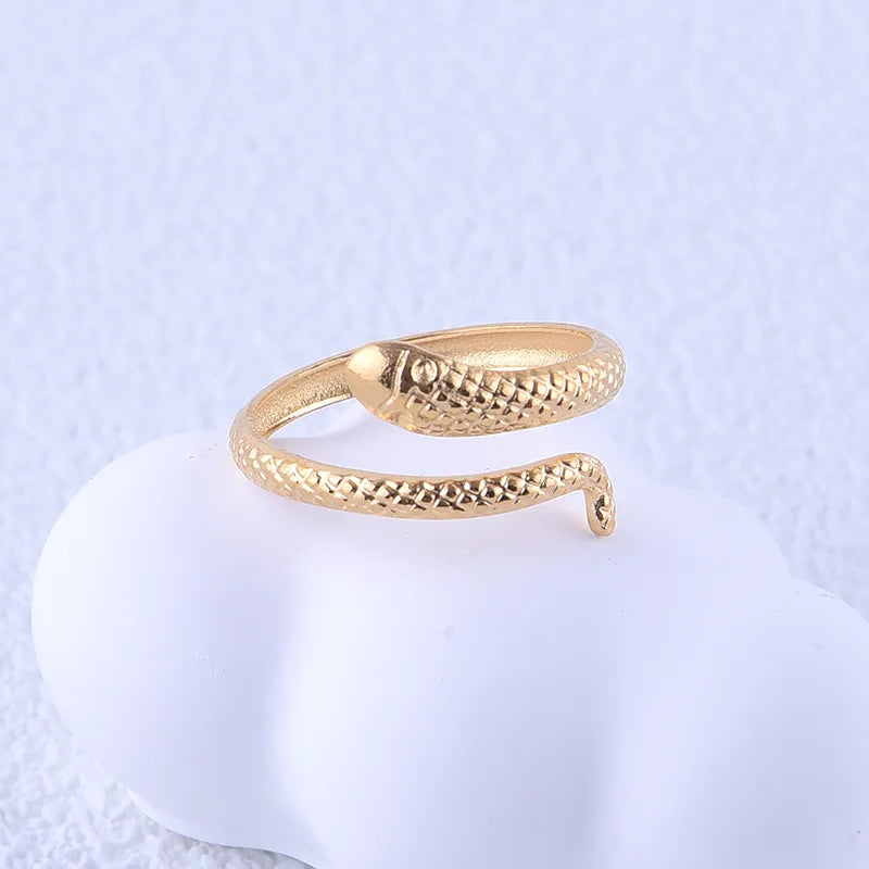 Modern Style Snake Stainless Steel Plating 18K Gold Plated Open Rings