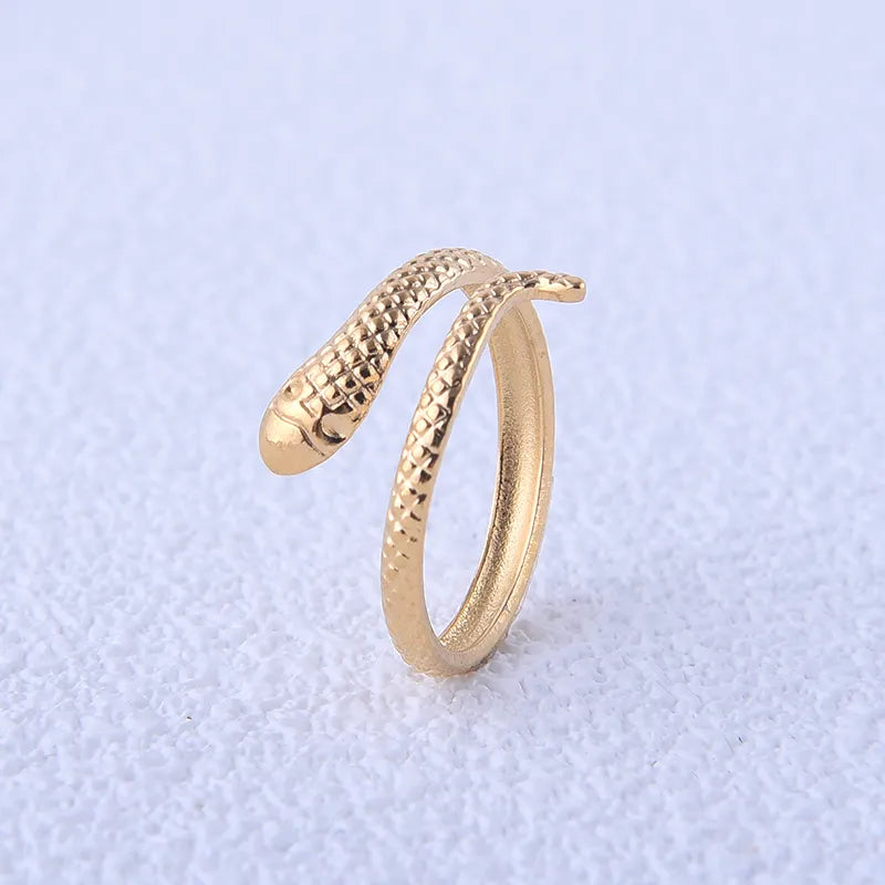 Modern Style Snake Stainless Steel Plating 18K Gold Plated Open Rings