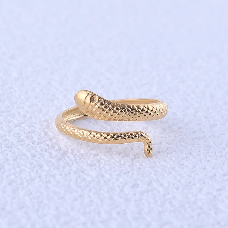 Modern Style Snake Stainless Steel Plating 18K Gold Plated Open Rings