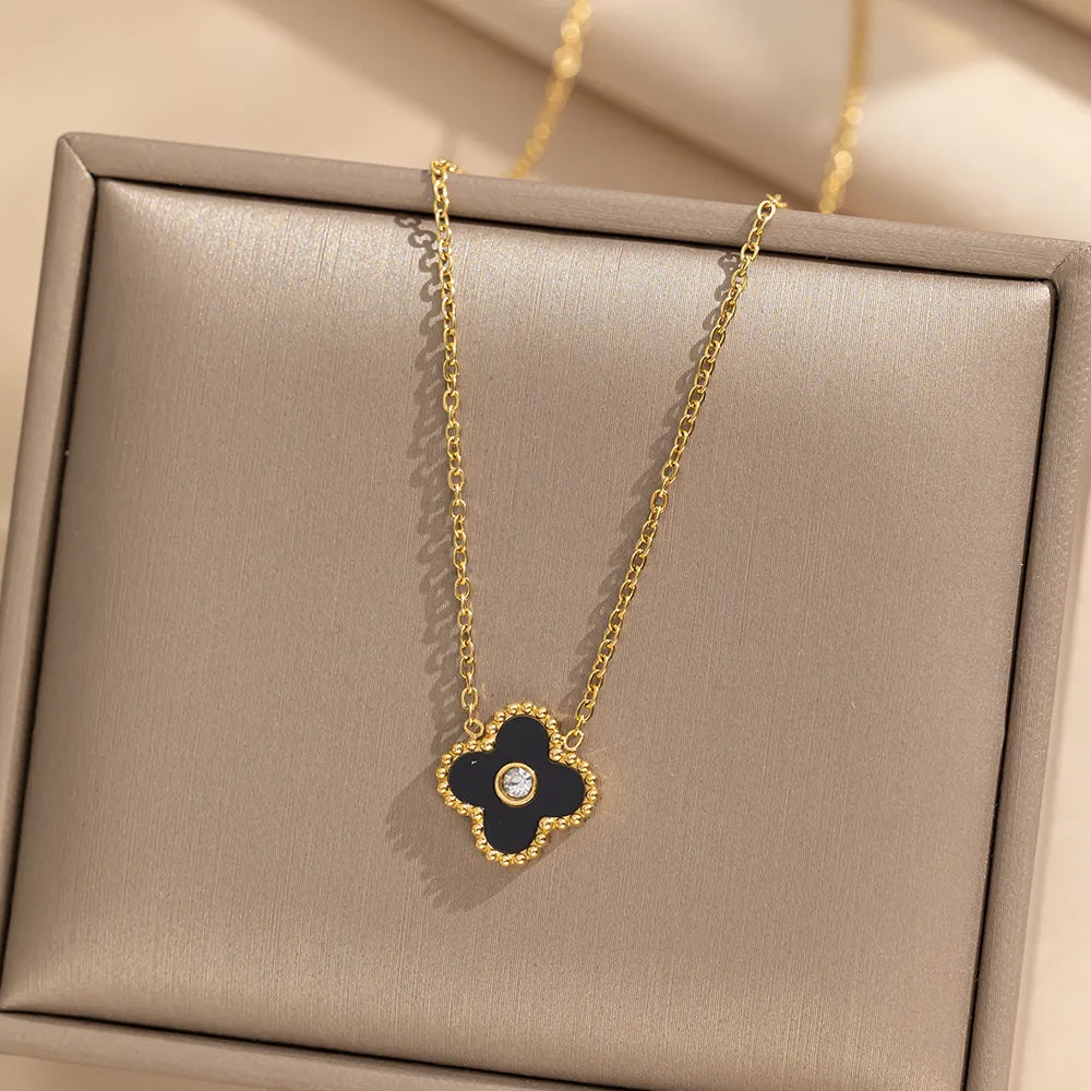 Luxurious Four Leaf Clover Titanium Steel Jewelry Set