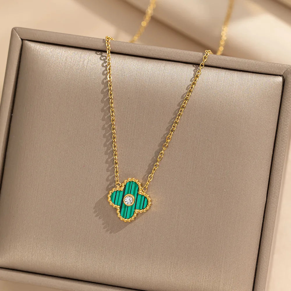 Luxurious Four Leaf Clover Titanium Steel Jewelry Set