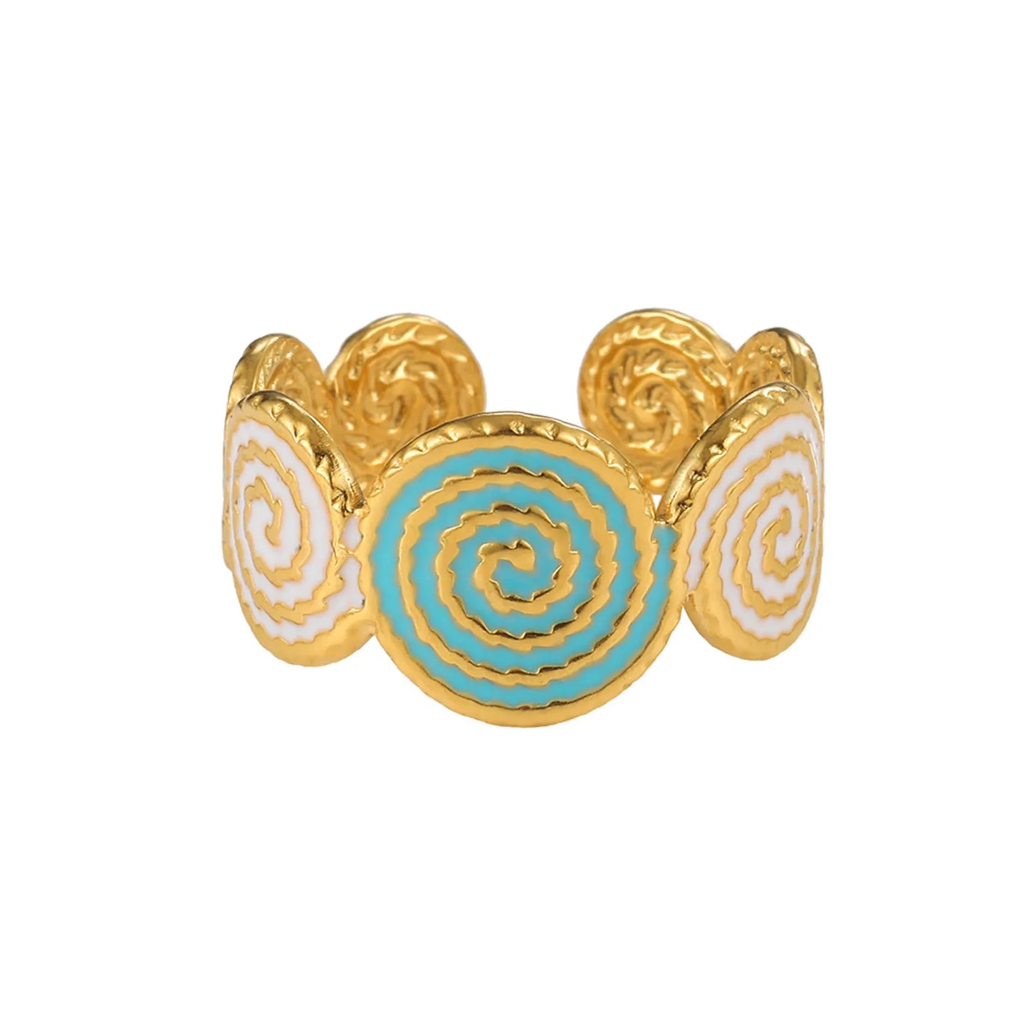 Color Block Stainless Steel Plating Open Rings