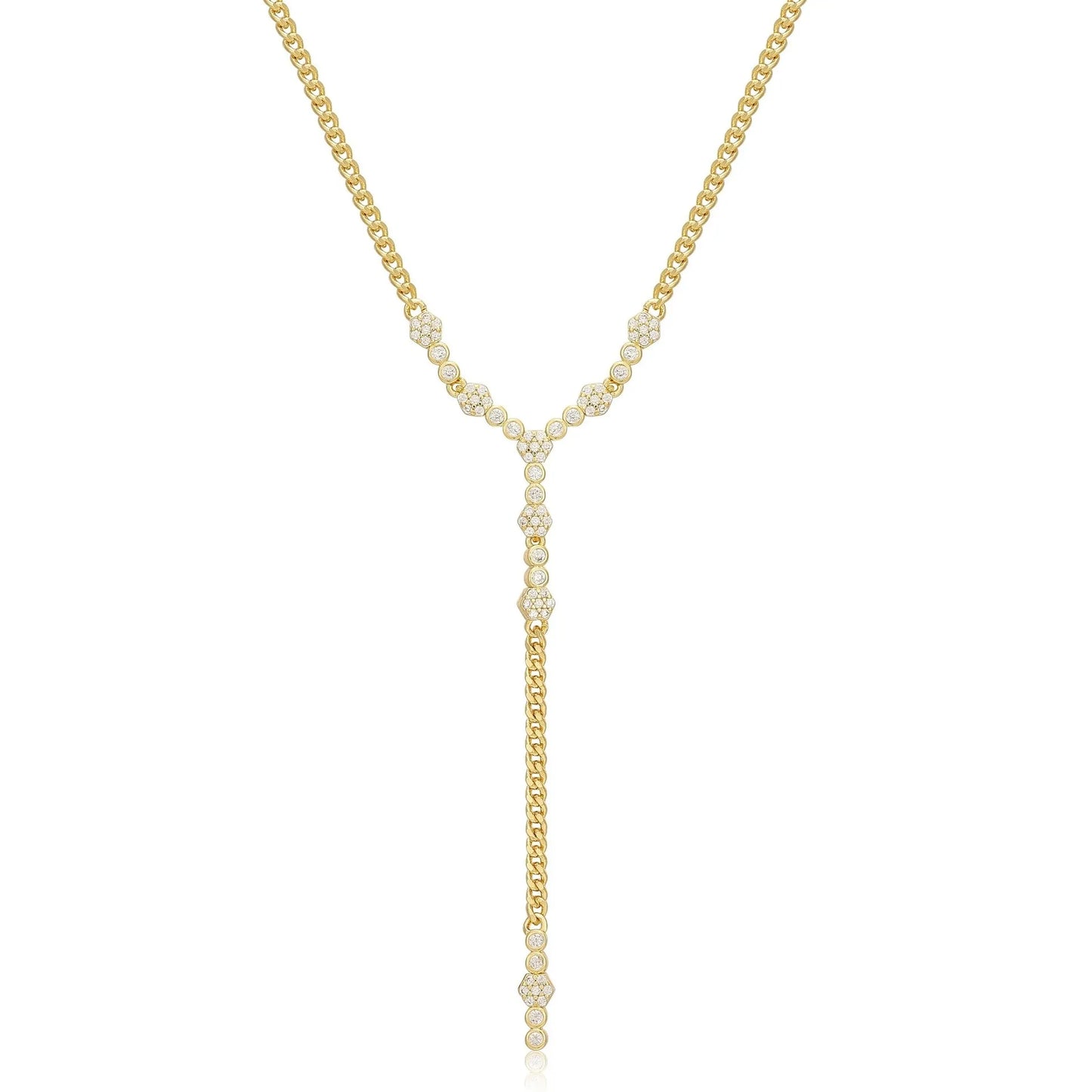 Lengthy Style Solid Color Stainless Steel Plating Inlay 18K Gold Plated Zircon Necklace