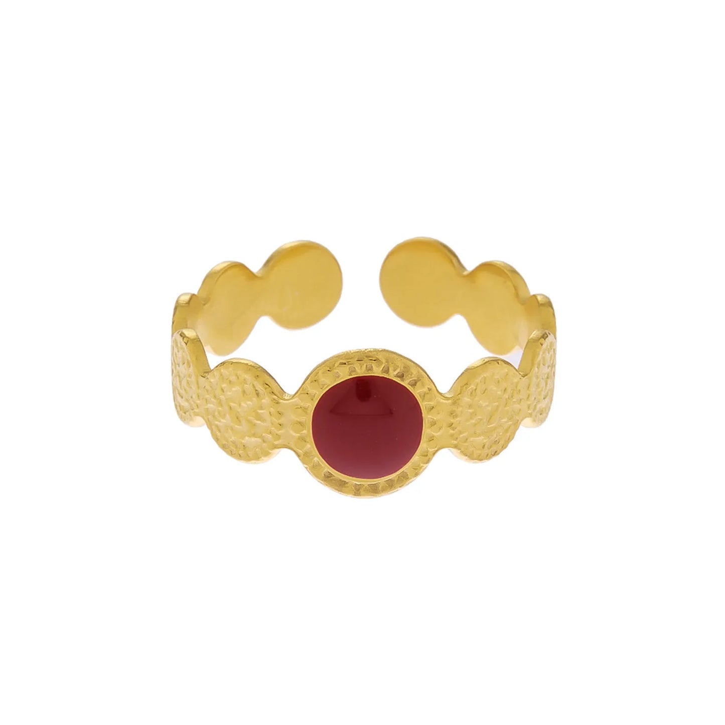 Red and Special Stainless Steel Adjustable Ring