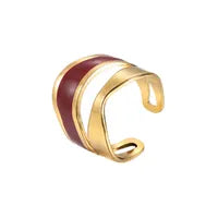 Burgundy Stainless Steel Adjustable Ring