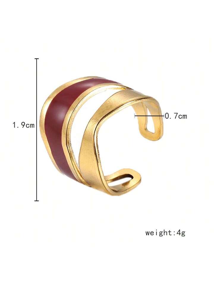 Burgundy Stainless Steel Adjustable Ring