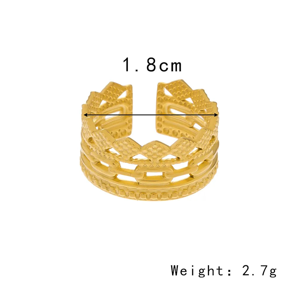 Differential Solid Color Titanium Steel Hollow Out Ring