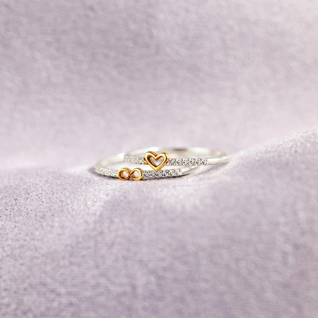 Elegant Lady Infinity Heart Shape Sterling Silver Plating Rings