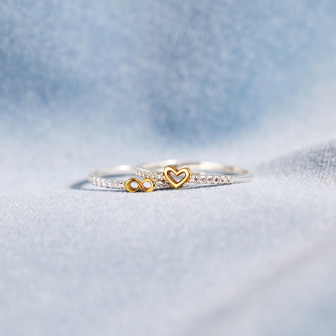 Elegant Lady Infinity Heart Shape Sterling Silver Plating Rings