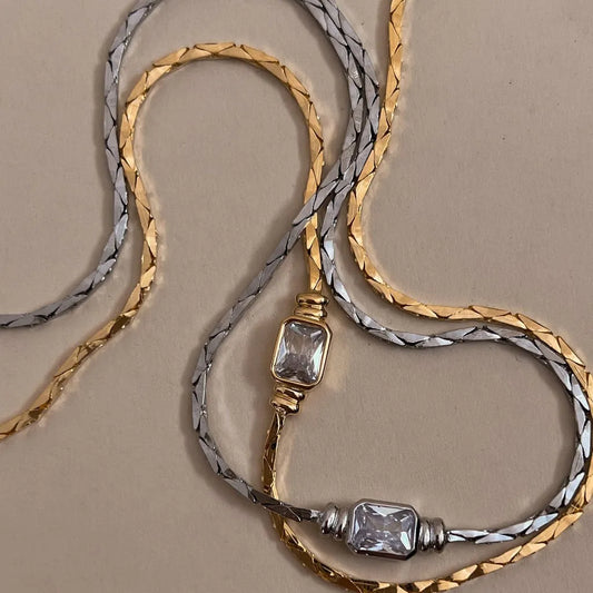 Stainless Steel Streetwear Elegant Plating Inlay Geometric Zircon Necklace Bracelets