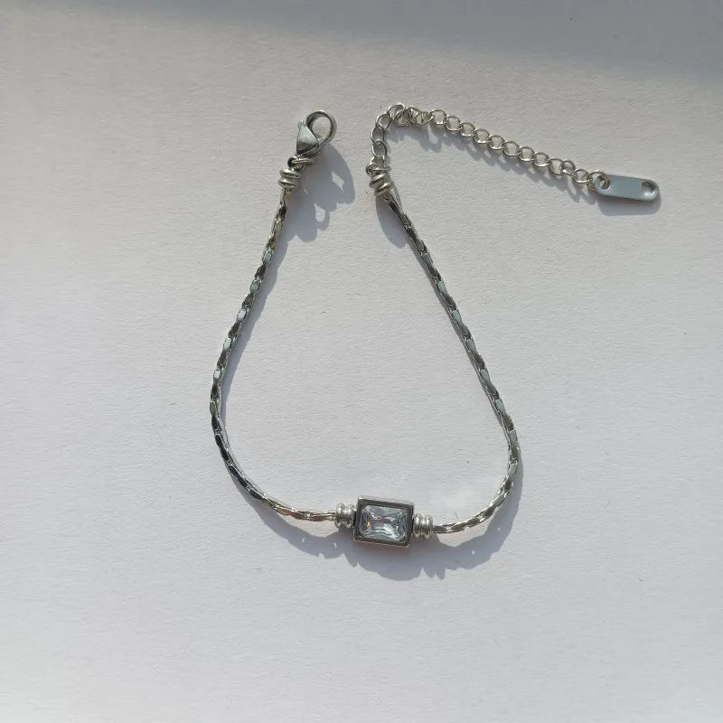 Stainless Steel Streetwear Elegant Plating Inlay Geometric Zircon Necklace Bracelets