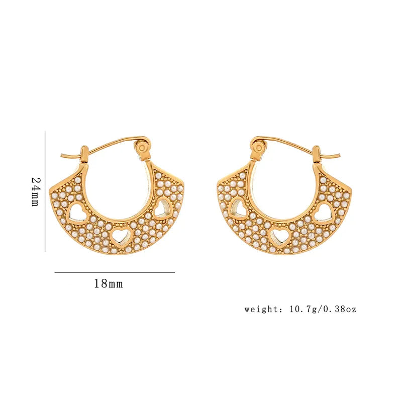 Casual Elegant Commute U Shape Heart Shape 304 Stainless Steel 18K Gold Plated Earring