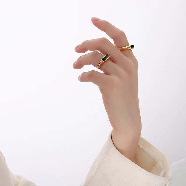 Simple Style Geometric Titanium Steel Plating Inlay Shell Rings 1 Piece