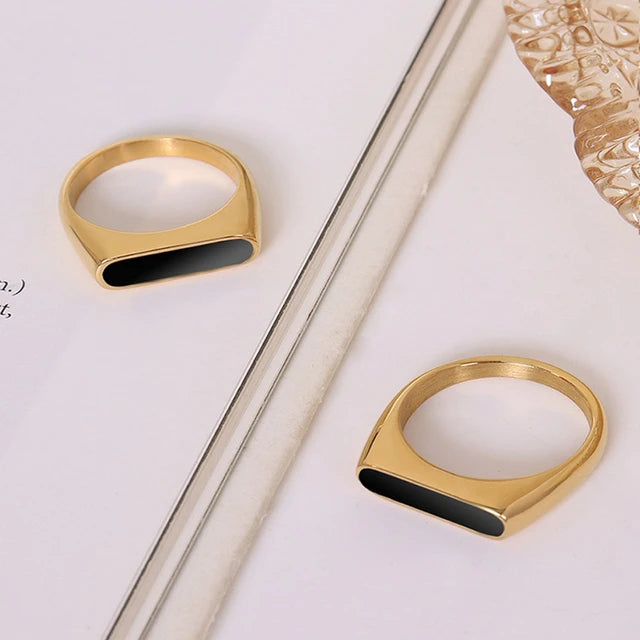 Simple Style Geometric Titanium Steel Plating Inlay Shell Rings 1 Piece