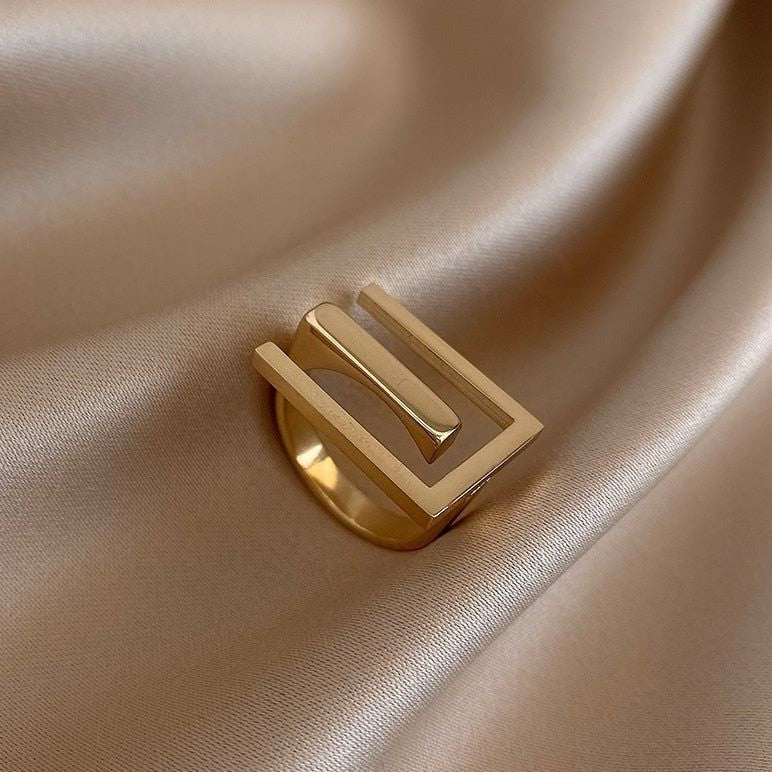 Simple Style Commute Solid Color Stainless Steel Plating Gold Plated Rings