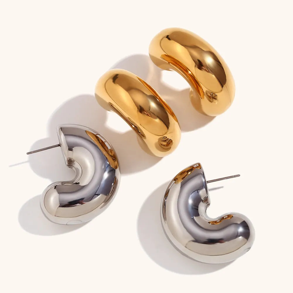 Retro Classic Style C Shape Plating Stainless Steel 18k Gold Plated Ear Studs