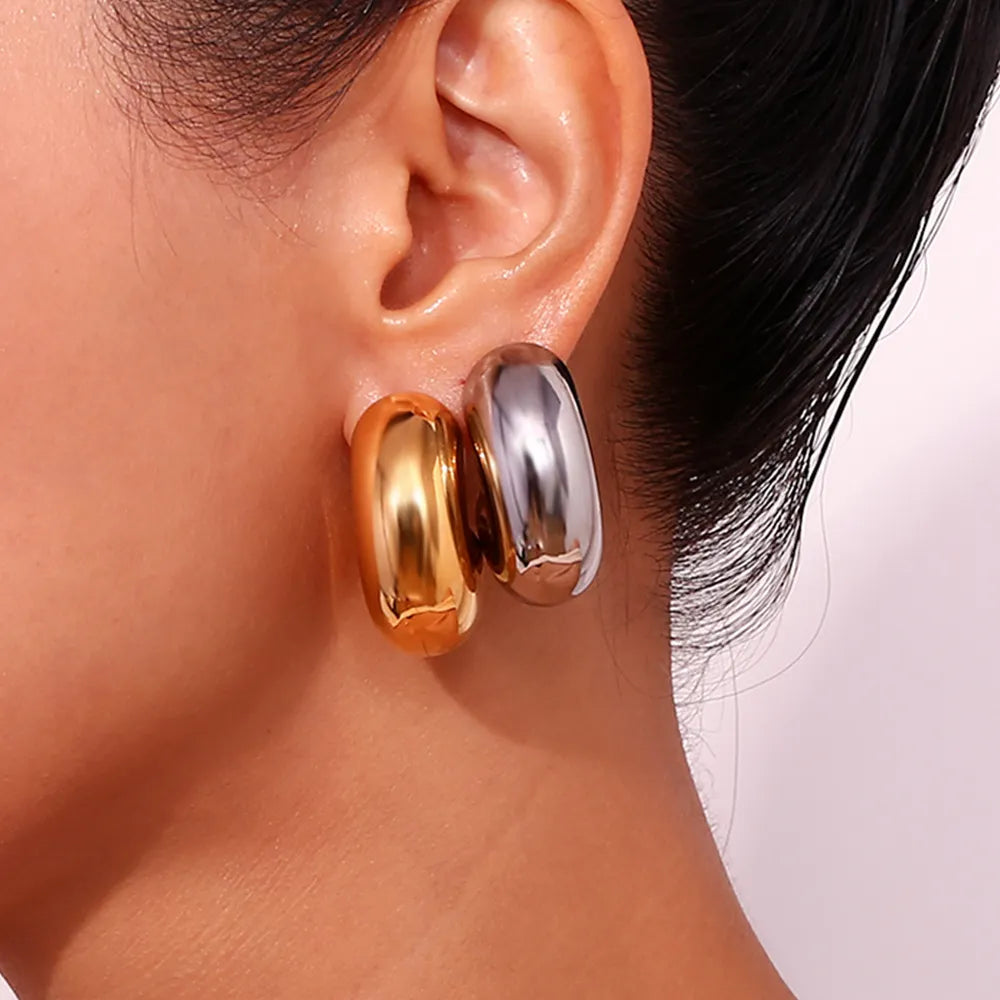 Retro Classic Style C Shape Plating Stainless Steel 18k Gold Plated Ear Studs