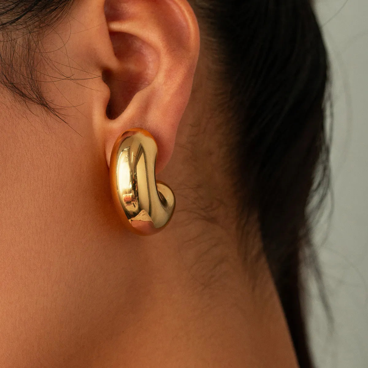 Retro Classic Style C Shape Plating Stainless Steel 18k Gold Plated Ear Studs
