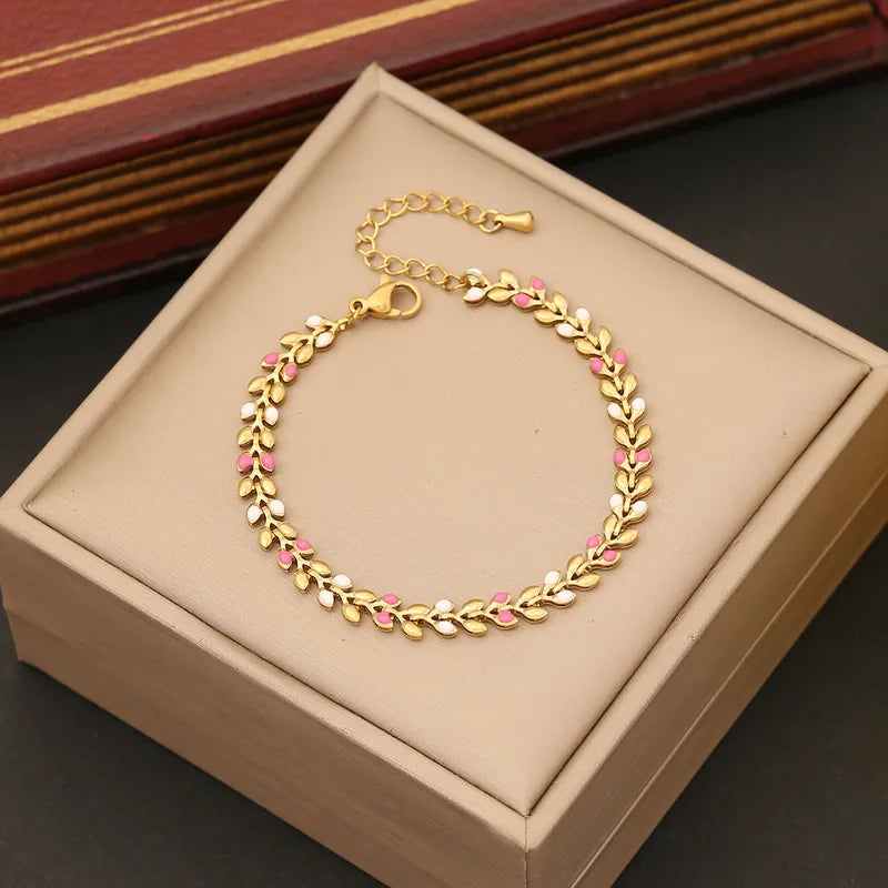 Casual Commute Grain 304 Stainless Steel 18K Gold Plated Bracelet