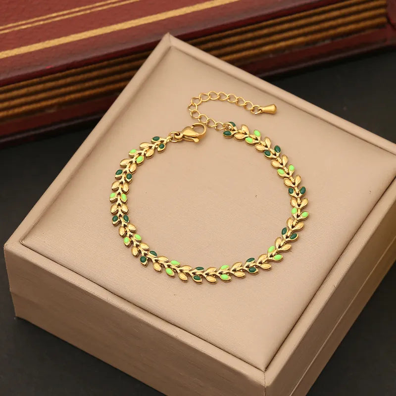 Casual Commute Grain 304 Stainless Steel 18K Gold Plated Bracelet