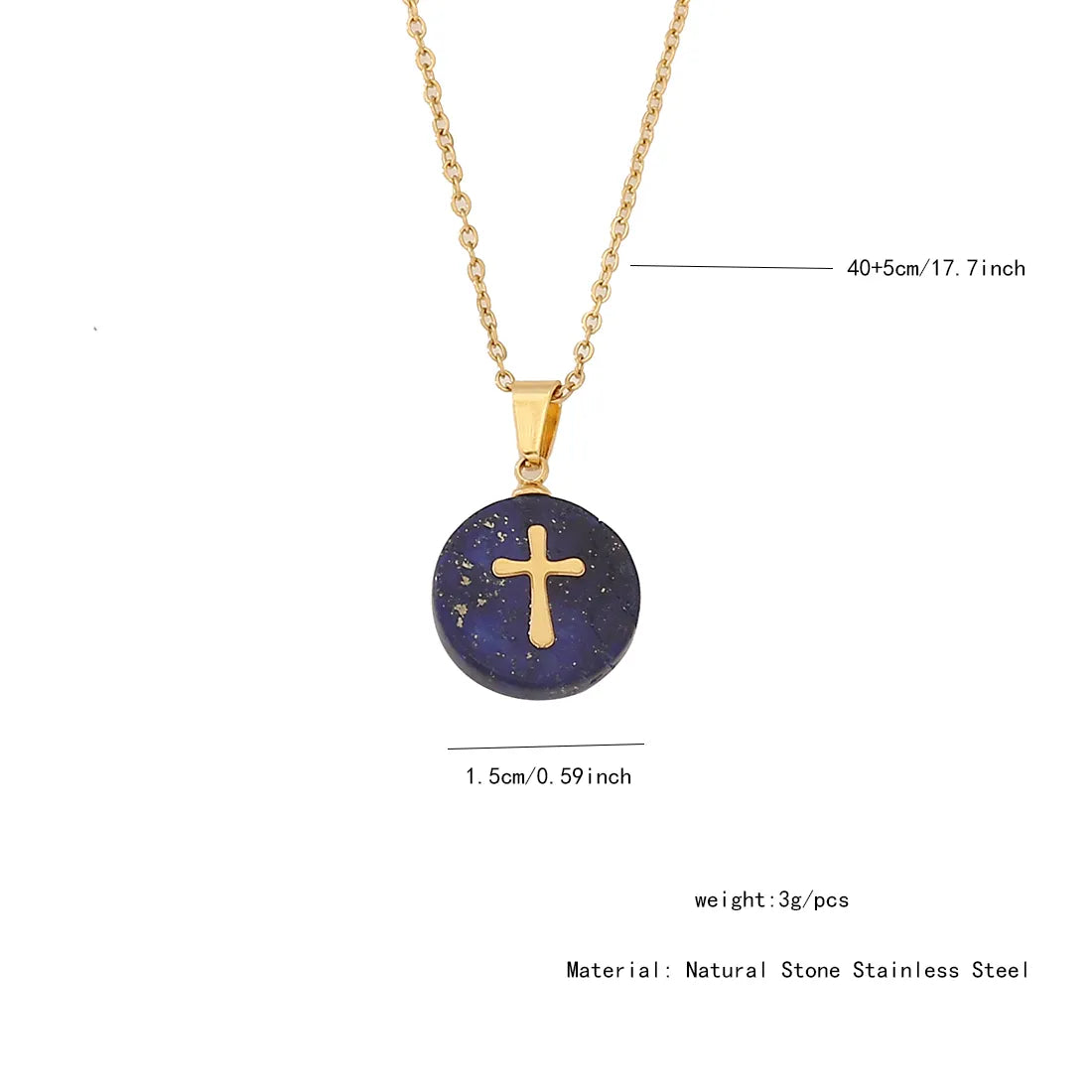 Natural Stone 18K Gold Plated Pendant Necklace
