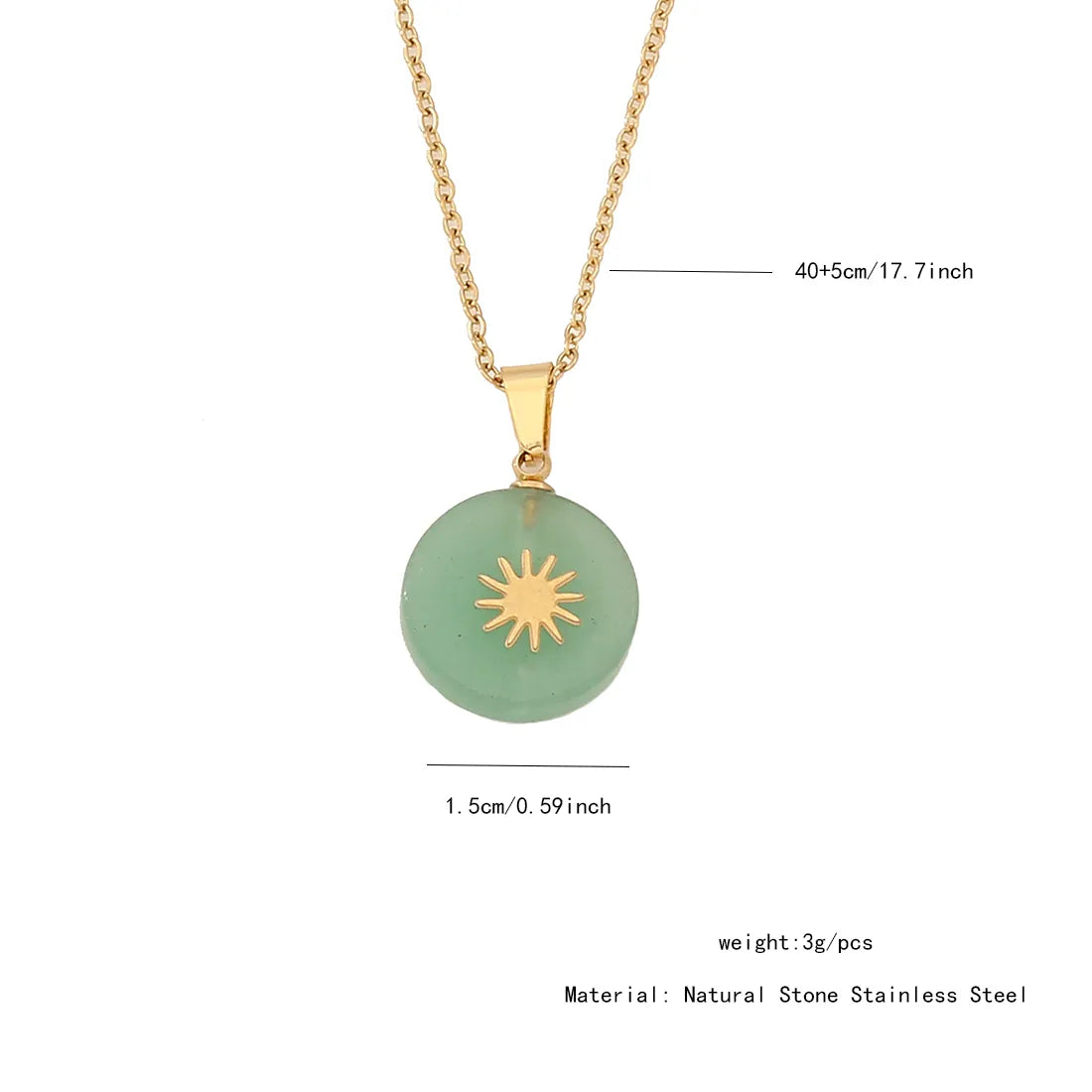 Natural Stone 18K Gold Plated Pendant Necklace